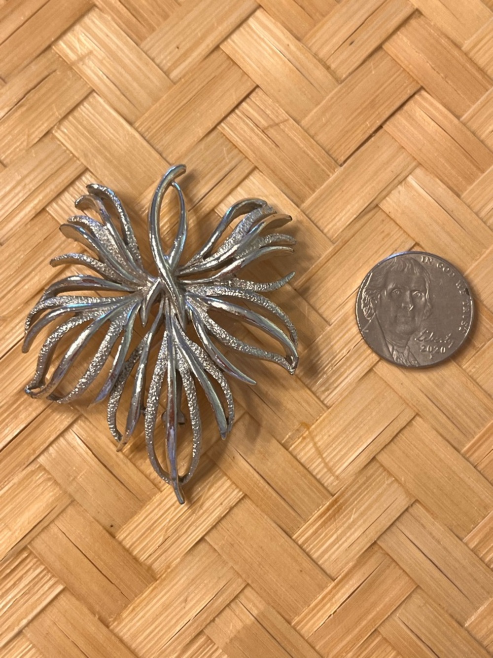 Vintage Silver-Tone Flower Burst Brooch